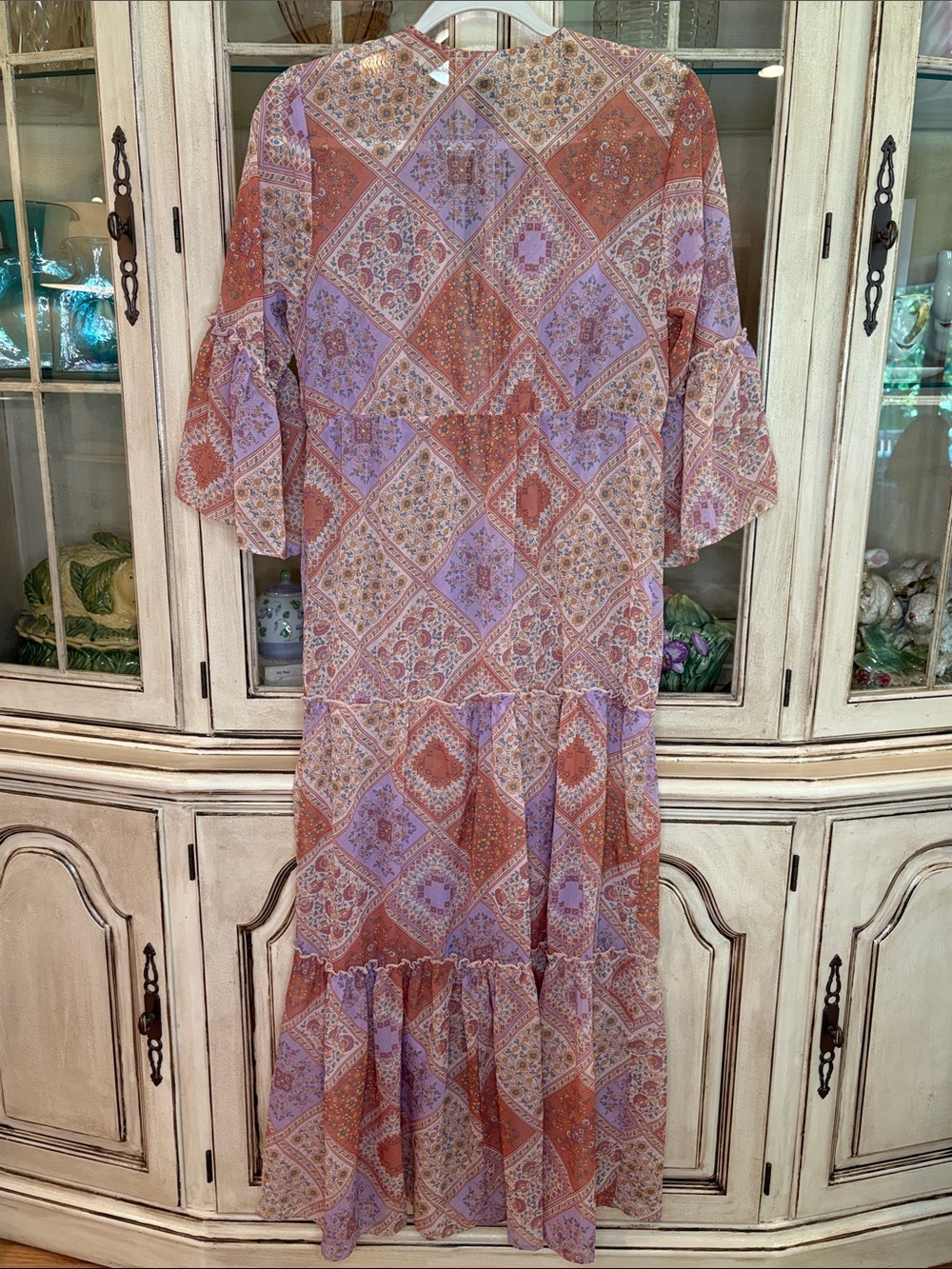 EUC Daytrip Paisley Duster in Beige, Lavender, and Rust